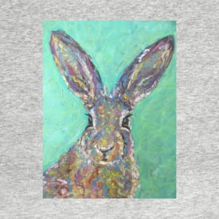 Colourful Hare , green background T-Shirt